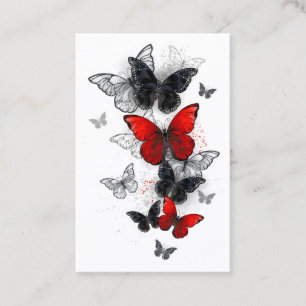 Flying Black and Red Morpho Butterflies Discount Card