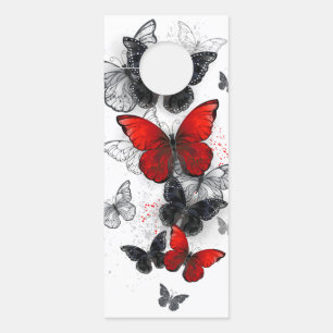 Flying Black and Red Morpho Butterflies Door Hanger