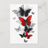 Flying Black and Red Morpho Butterflies