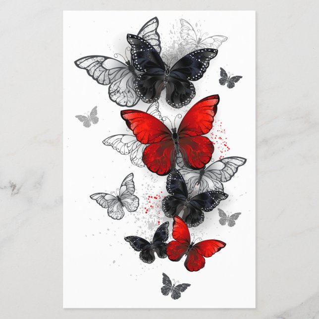 Flying Black and Red Morpho Butterflies Flyer (Front)