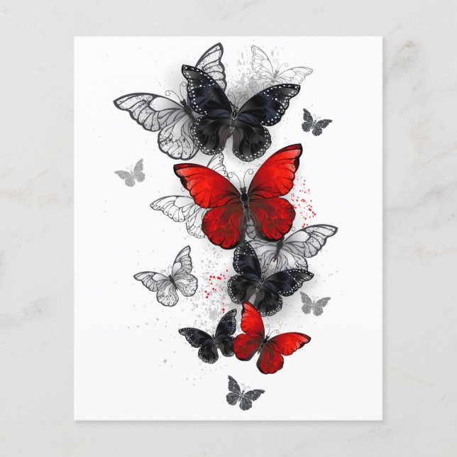 Flying Black and Red Morpho Butterflies Flyer (Front)