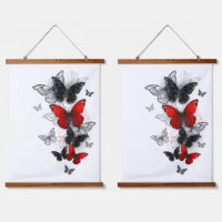 Flying Black and Red Morpho Butterflies
