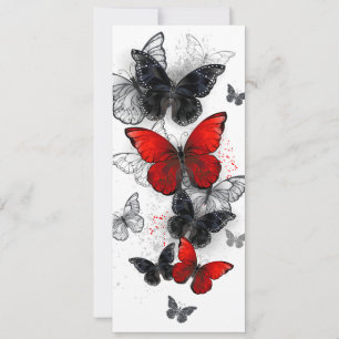 Flying Black and Red Morpho Butterflies Holiday Card