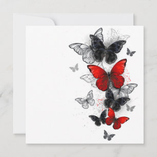 Flying Black and Red Morpho Butterflies Invitation