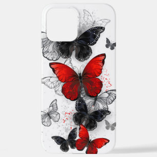 Flying Black and Red Morpho Butterflies iPhone 12 Pro Max Case
