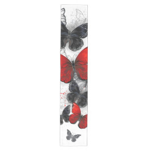 Flying Black and Red Morpho Butterflies Medium Table Runner