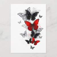Flying Black and Red Morpho Butterflies