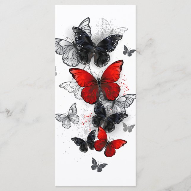 Flying Black and Red Morpho Butterflies Menu (Front)