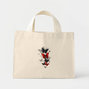 Flying Black and Red Morpho Butterflies Mini Tote Bag