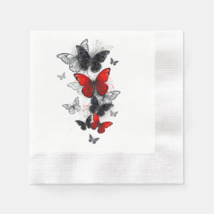 Flying Black and Red Morpho Butterflies Napkin
