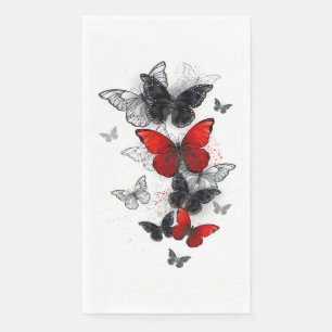 Flying Black and Red Morpho Butterflies Napkin