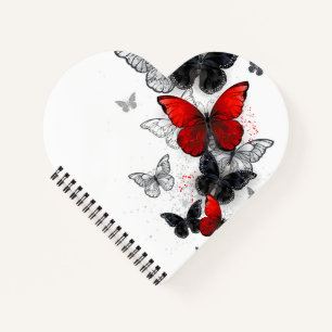 Flying Black and Red Morpho Butterflies Notebook