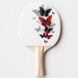 Flying Black and Red Morpho Butterflies Ping Pong Paddle