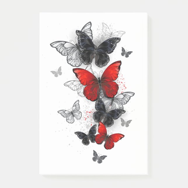 Flying Black and Red Morpho Butterflies Post-it Notes (Front)