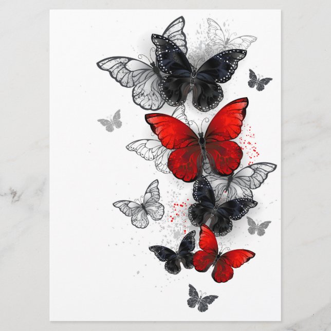 Flying Black and Red Morpho Butterflies Programme (Front)