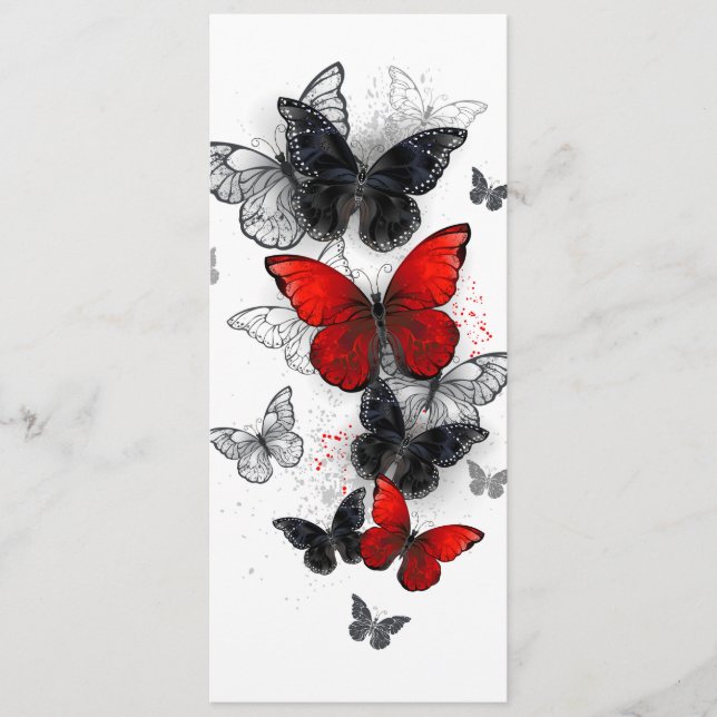 Flying Black and Red Morpho Butterflies Programme (Front)