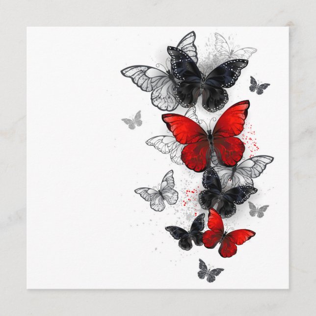 Flying Black and Red Morpho Butterflies Programme (Front)