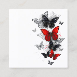 Flying Black and Red Morpho Butterflies Referral Card