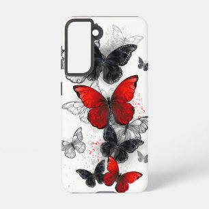 Flying Black and Red Morpho Butterflies Samsung Galaxy Case