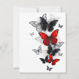 Flying Black and Red Morpho Butterflies Save The Date