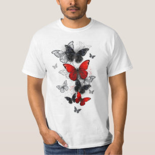 Flying Black and Red Morpho Butterflies T-Shirt