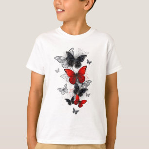 Flying Black and Red Morpho Butterflies T-Shirt