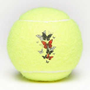 Flying Black and Red Morpho Butterflies Tennis Balls