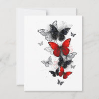 Flying Black and Red Morpho Butterflies