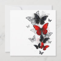 Flying Black and Red Morpho Butterflies
