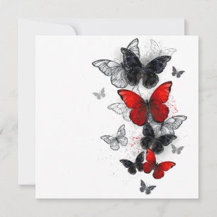 Flying Black and Red Morpho Butterflies Thank You Card