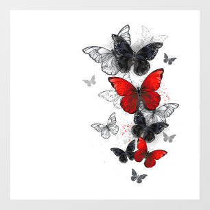 Flying Black and Red Morpho Butterflies Window Cling