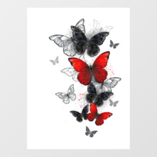 Flying Black and Red Morpho Butterflies Window Cling