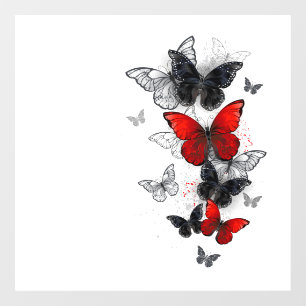 Flying Black and Red Morpho Butterflies Window Cling