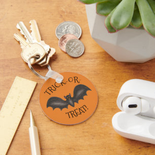 Flying Black Bat Halloween Trick or Treat Gift Key Ring