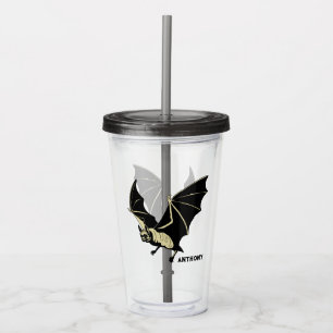 Flying Black Bat Personalized Acrylic Tumbler