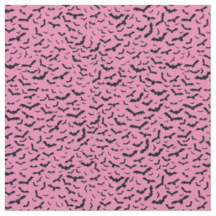 Flying Black Bats Pink Fabric