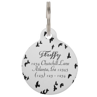 Flying Black Birds Gothic Pet Tag