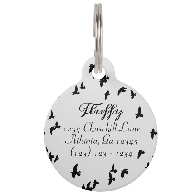 Flying Black Birds Gothic Pet Tag (Front)
