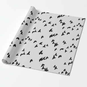 Flying Black Birds Gothic Wrapping Paper