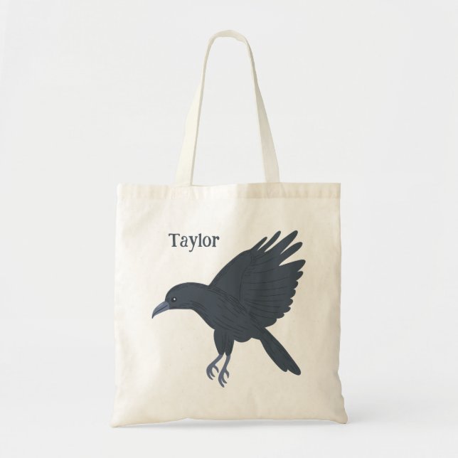 Flying Black Crow Bird Personalised Tote Bag (Front)