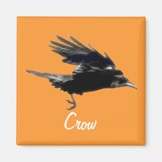 Flying Black Crow Birdlover Magnet (Front)