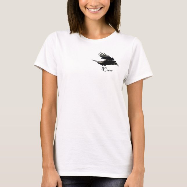 Flying Black CROW Wildlife Art Shirt (Front)