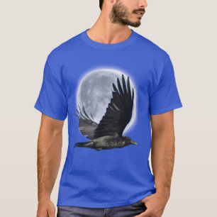 Flying Black Raven and Full Moon T-Shirt