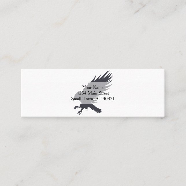 Flying black raven - Choose background color Mini Business Card (Front)