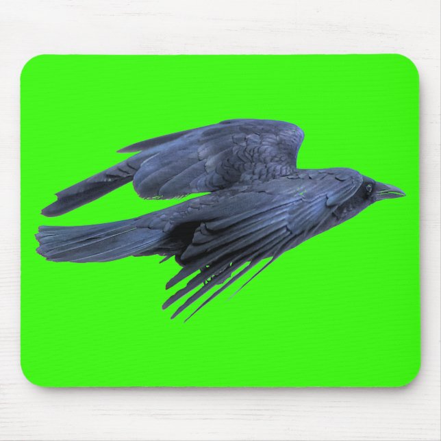 Flying Black Raven Gothic, Celtic, Wildlife Mouse Mat (Front)