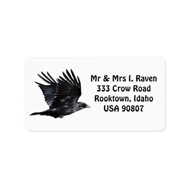 Flying Black Raven Photo Labels (Front)