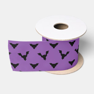 flying blakc bats pattern purple satin ribbon
