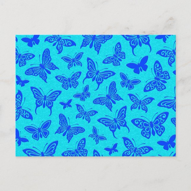 Flying Blue Butterflies Pattern Postcard (Front)