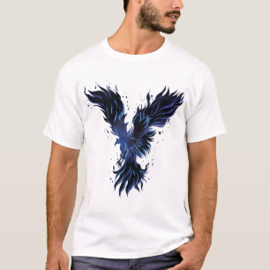 Flying Blue Phoenix Bird Graphic T-Shirt - classic