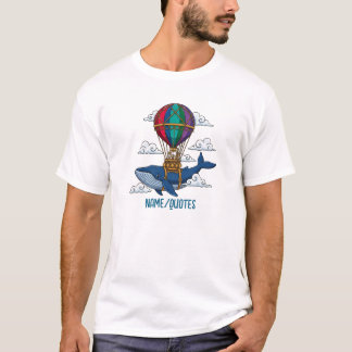 Flying Blue Whale with Hot Air Balloon T-Shirt